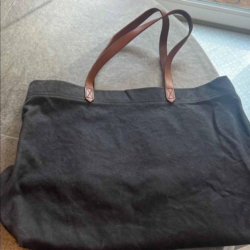 Black Tote Bag with Brown leather Straps by Madewell - Picture 6 of 6